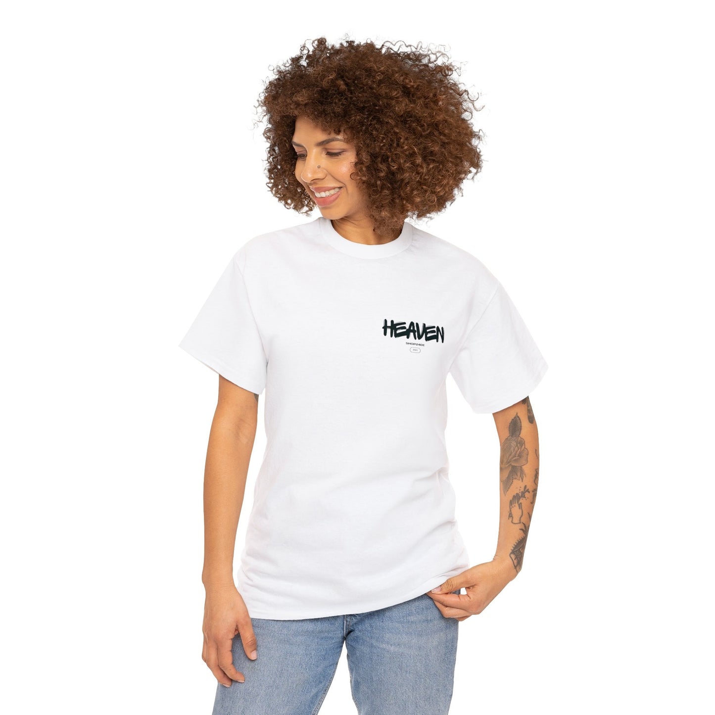 Unisex Heavy Cotton Tee Front/Back Print Music Lonely Heaven Nebel Einsamkeit Musik