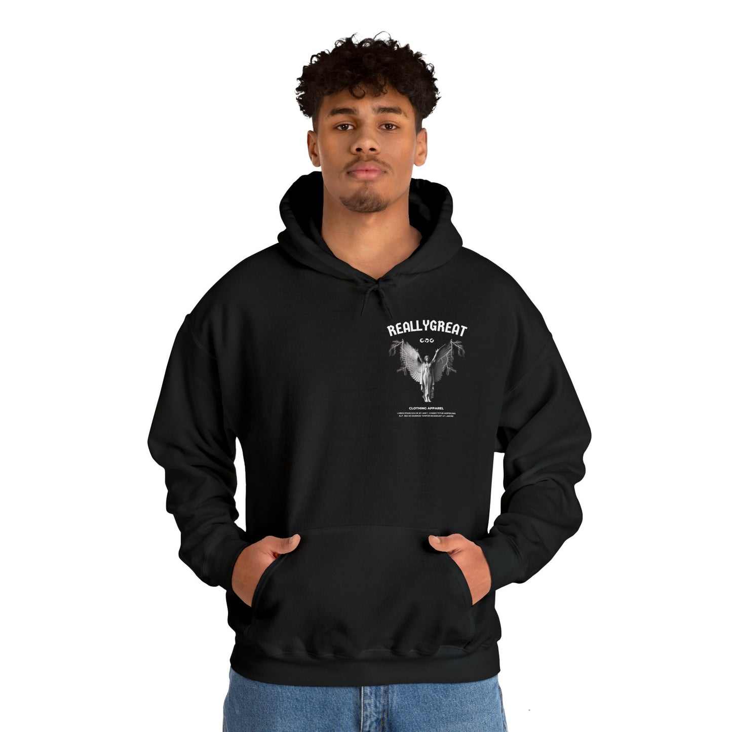 Unisex Heavy Blend Hooded Sweatshirt Front/Back Print Tee Engel Latein 100% Baumwolle mystisch