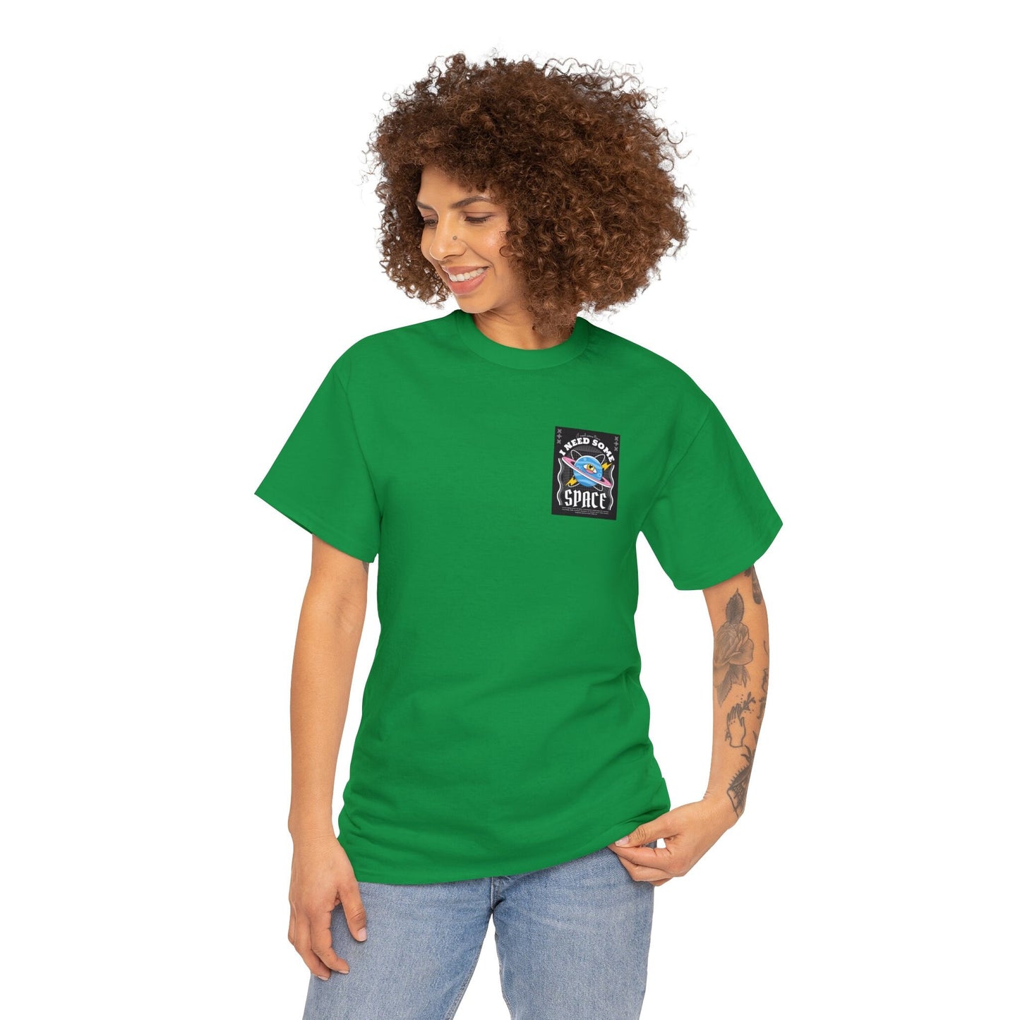 Unisex Heavy Cotton Tee Fron/Back Print I Need Some Time I Need Some Space