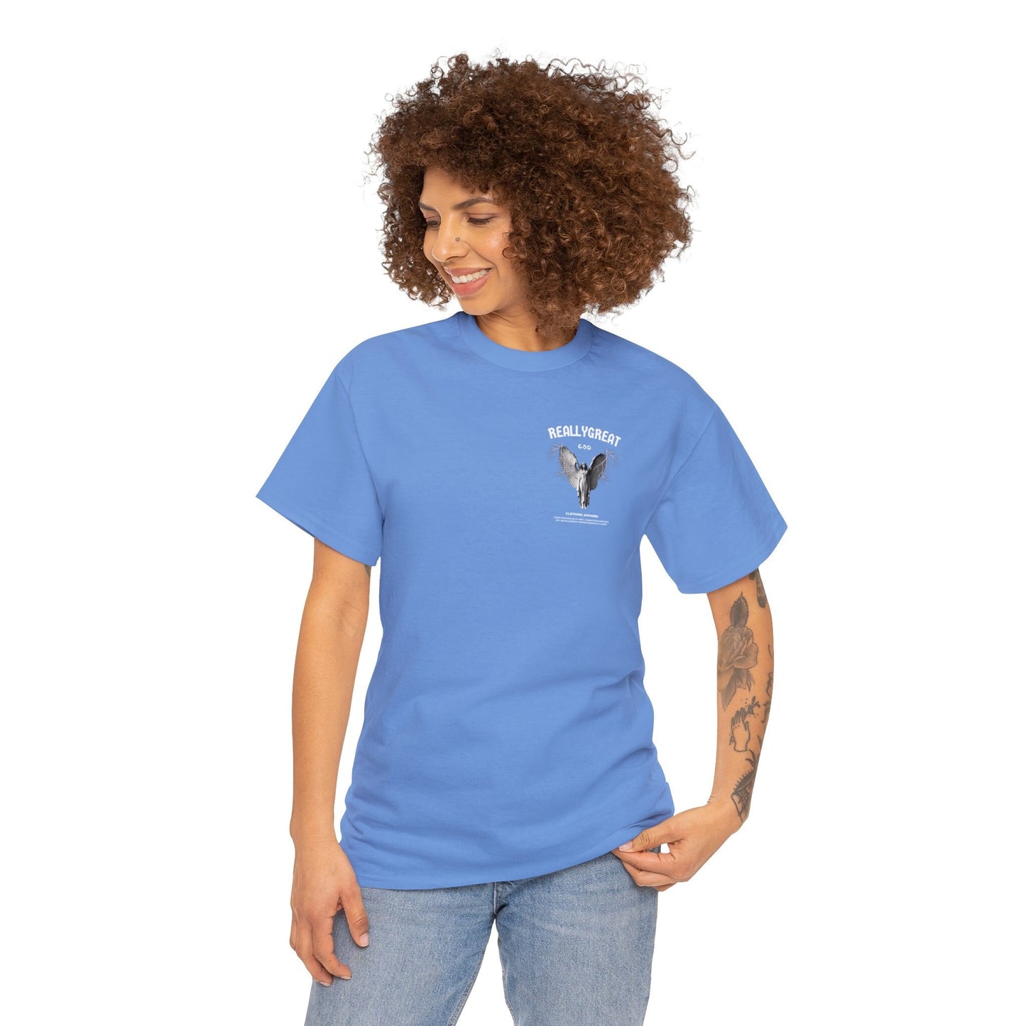 Unisex Heavy Cotton Front/Back Print Tee Engel Latein 100% Baumwolle mystisch