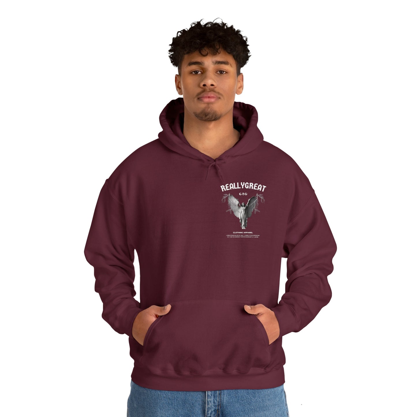 Unisex Heavy Blend Hooded Sweatshirt Front/Back Print Tee Engel Latein 100% Baumwolle mystisch