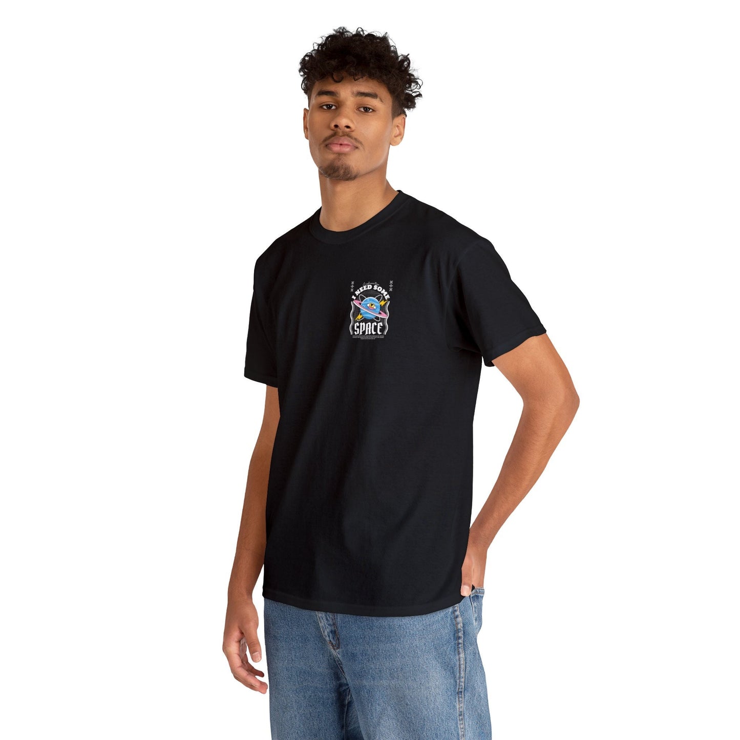 Unisex Heavy Cotton Tee Fron/Back Print I Need Some Time I Need Some Space