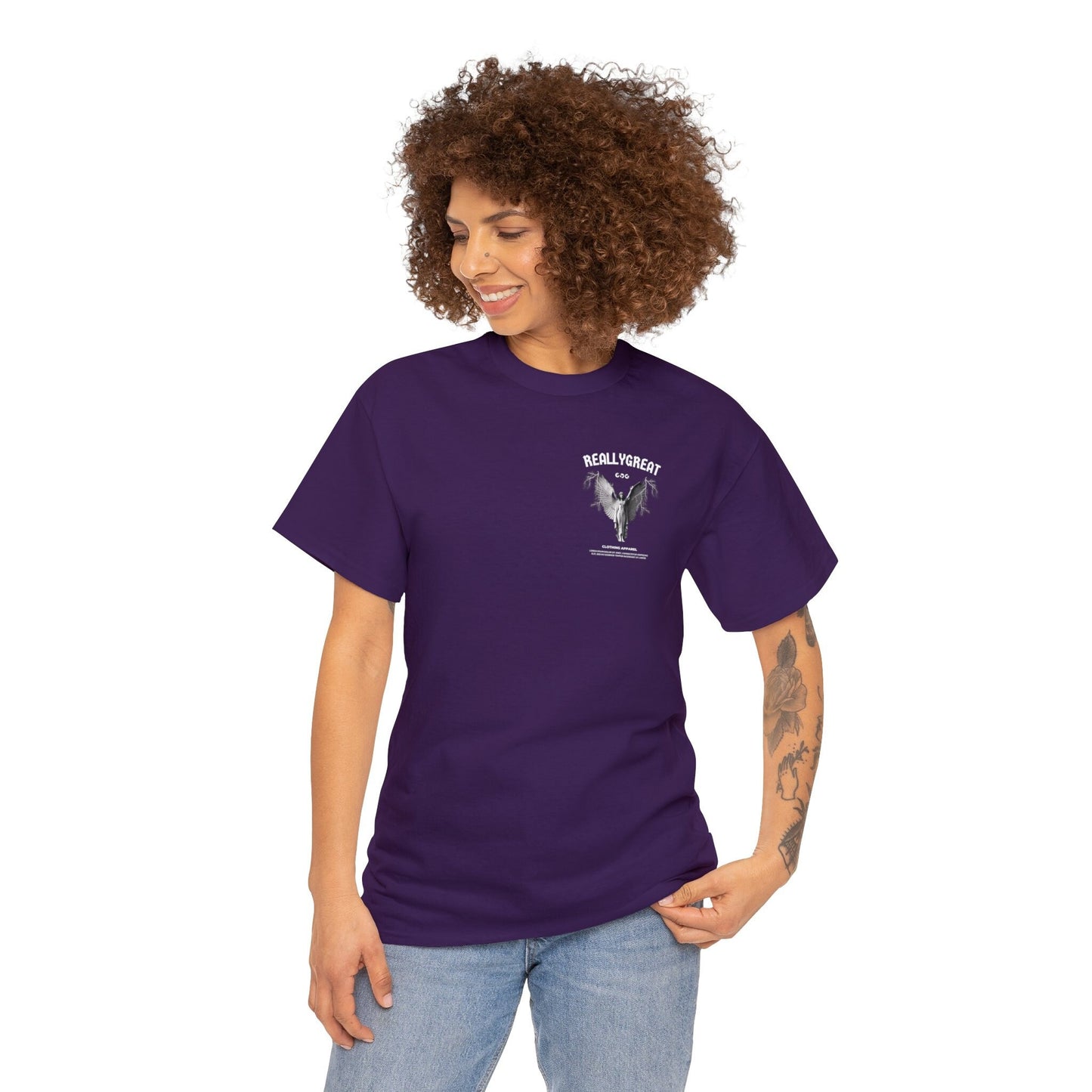 Unisex Heavy Cotton Front/Back Print Tee Engel Latein 100% Baumwolle mystisch
