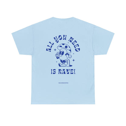 Unisex Heavy Cotton Tee Front/Back Print All you Need Is Rave 100% Baumwolle Lässig Streetwear cool Vibes simple