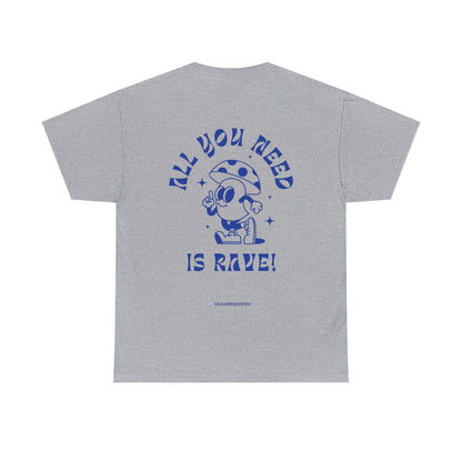 Unisex Heavy Cotton Tee Front/Back Print All you Need Is Rave 100% Baumwolle Lässig Streetwear cool Vibes simple
