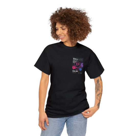 Unisex Heavy Cotton Tee Front/Back Print Rave Trippy Dripp Streetwaer schmelzend ACID LSD Trip Emoji