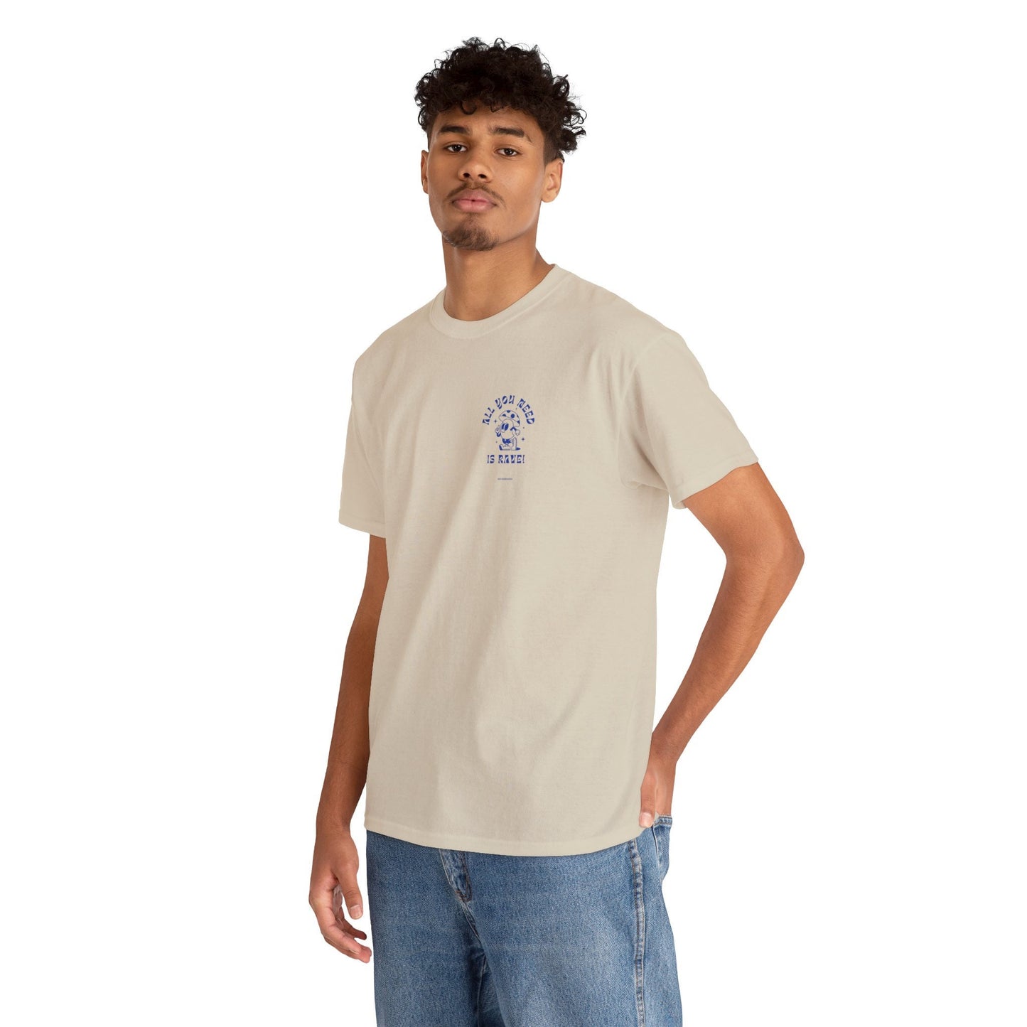 Unisex Heavy Cotton Tee Front/Back Print All you Need Is Rave 100% Baumwolle Lässig Streetwear cool Vibes simple