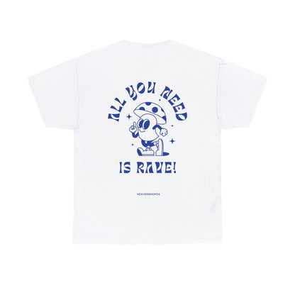 Unisex Heavy Cotton Tee Front/Back Print All you Need Is Rave 100% Baumwolle Lässig Streetwear cool Vibes simple
