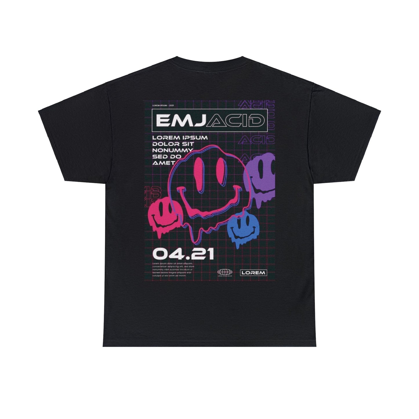 Unisex Heavy Cotton Tee Front/Back Print Rave Trippy Dripp Streetwaer schmelzend ACID LSD Trip Emoji