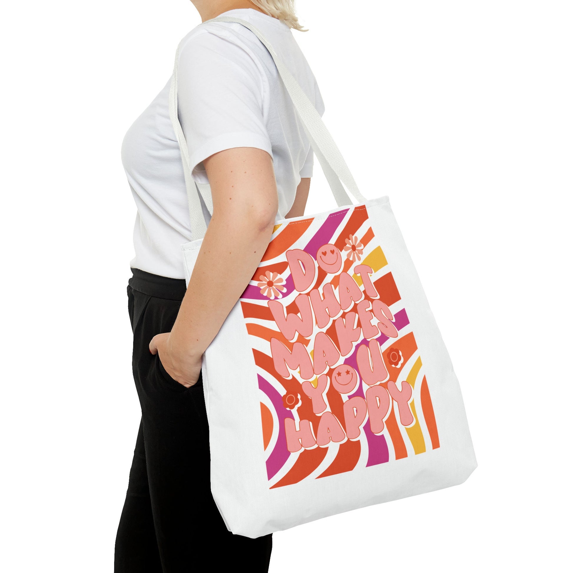 Tote Bag Front/Back Print Do What Makes You Happy Unisex Tasche