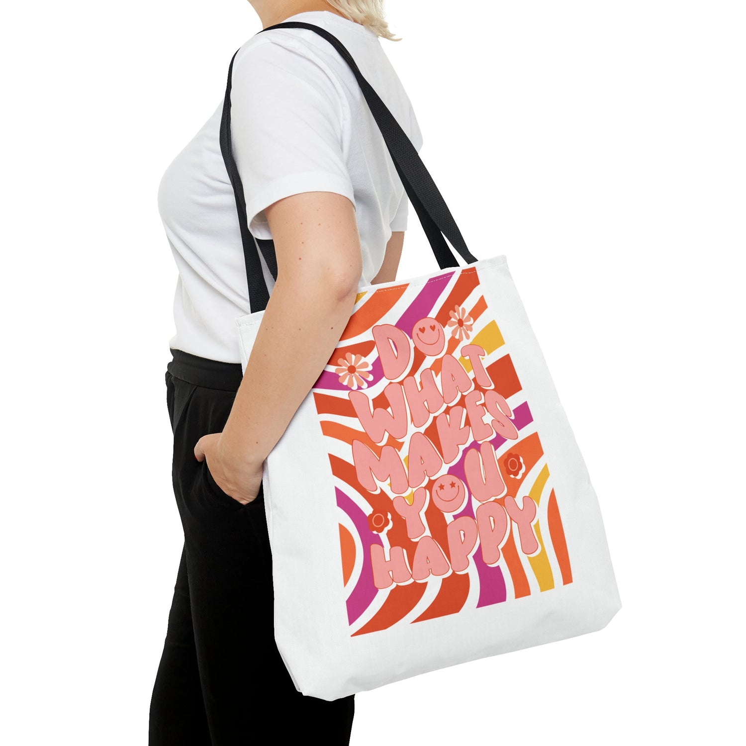 Tote Bag Front/Back Print Do What Makes You Happy Unisex Tasche