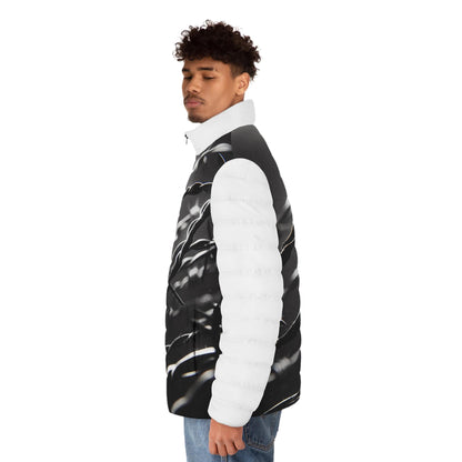 Puffer Jacket, Barb Wire Design, Western Look, Men's Jacket, Printed Body Parts, Stylish Winter Coat, Unique Outerwear, Trendy Coat for Him,