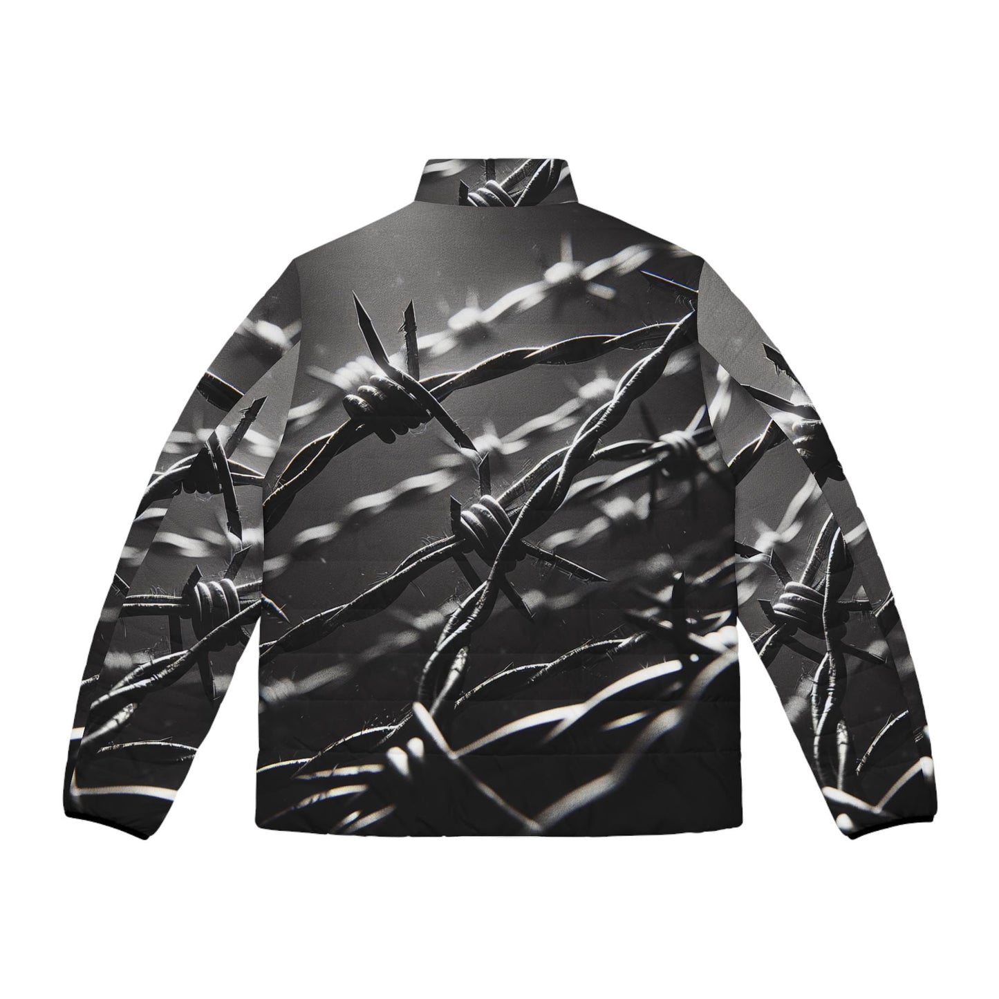 Stachedraht Allover Print Men's Puffer Jacket, Winter Coat, Outerwear, Fashion Apparel, Warm Jacket for Men
